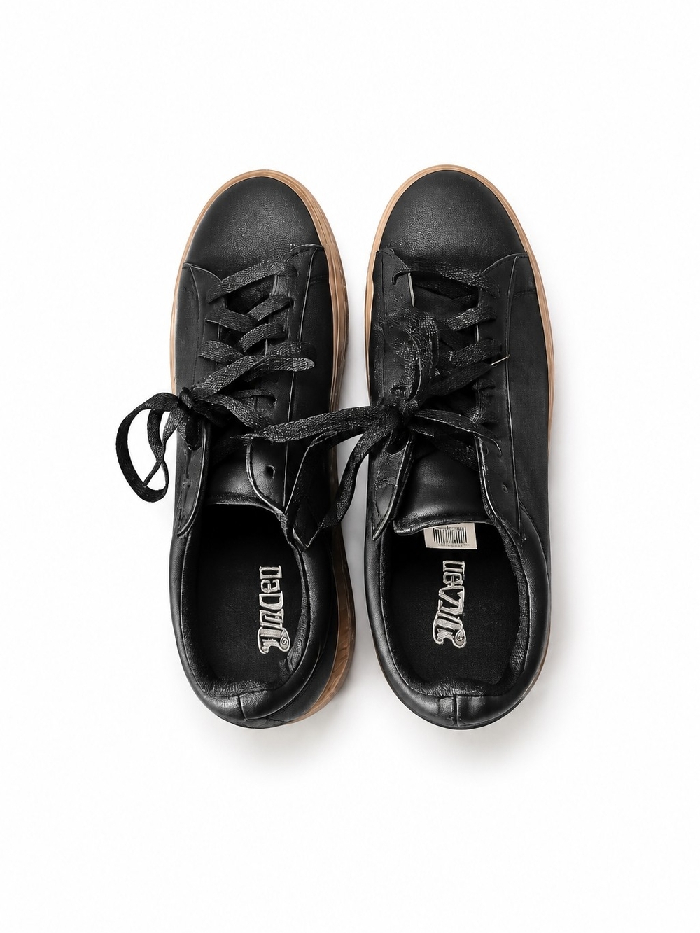 Brash Women's Black Sneakers with Brown Gum Sole